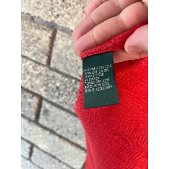 Ralph Lauren Womens Red Oversized Button-Up Shirt With 3/4 Sleeves & Embroidered - Picture 12 of 14